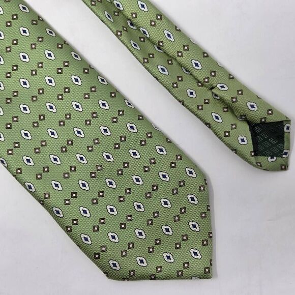 VITTORIO VIGORDI MADE IN ITALY SILK TIE GREEN SATIN FOULARD LUXURY 3.5" X 61" - Picture 1 of 3